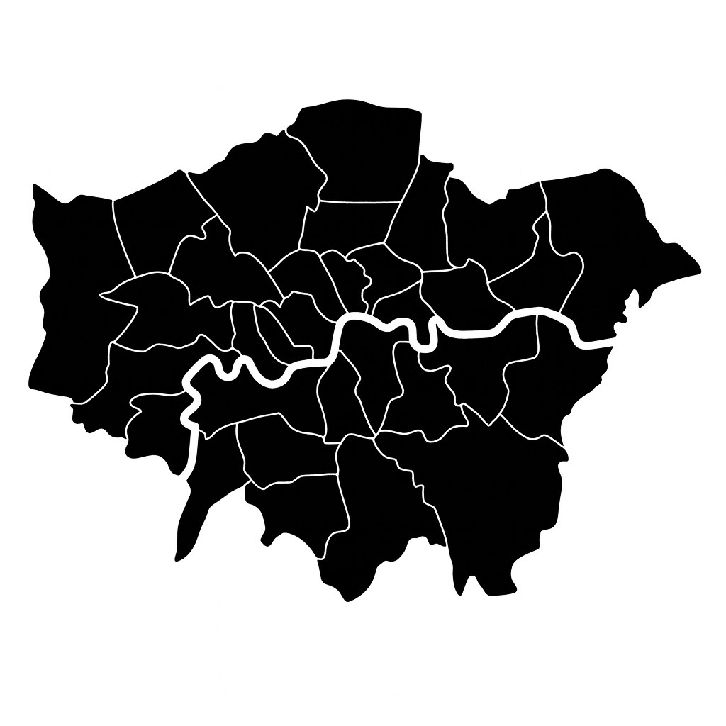 Map of London showing areas we work with